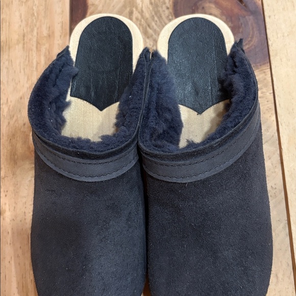 No.6 Ink shearling mid heel clogs - Picture 2 of 7